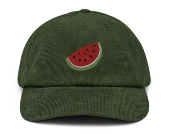 Watermeloen hoed geborduurde watermeloen pet corduroy hoed Palestina watermeloen geborduurde hoed Palestina vlag hoed cadeau voor watermeloen minnaar