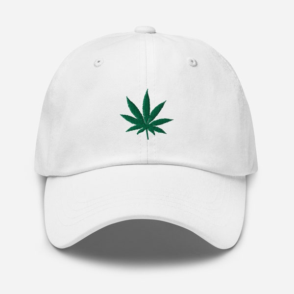 Chapeau de marijuana brodé de feuilles de pot 420 chapeau de papa cadeau de marijuana casquette d'amant de marijuana de mauvaise herbe feuille de mauvaise herbe verte