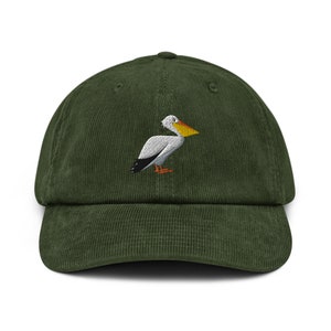 Pelican Bird Hat, Embroidered Pelican Cap Gift For Bird Lover Corduroy Hat