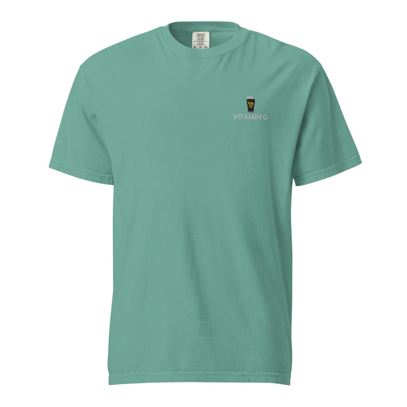 Vitamin G Guinness Beer Comfort Colors® T-Shirt, Funny Embroidered Beer Shirt, St. Patrick’s Day Gift, Irish Pub Party Tee Beer Lovers Seafoam