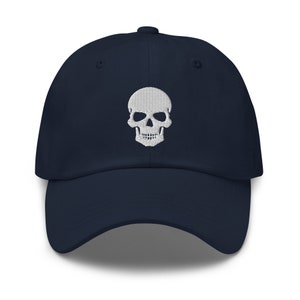 Cijia-Cijia Men's Pirate Skull Baseball Cap – Jolly Roger Embroidered, Washed Cotton, Adjustable, Navy - View #9