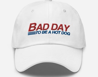 ホットドッグにとっては最悪な日 刺繍入り帽子 面白いホットドッグのお父さんの帽子 ホットドッグのエグゼクティブキャップ ホットドッグのミーム
