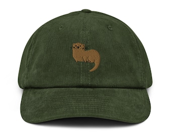 Nutria bordada sombrero nutria pana sombrero nutria gorra regalo para los amantes de la nutria sombrero nutria ventilador bordado linda nutria