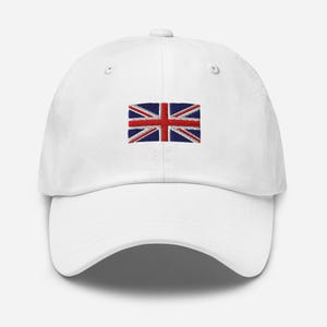 Union Jack Flag Embroidered  Hat, British Pride Dad Hat UK Flag Cotton Cap, Adjustable Anglophile Gift