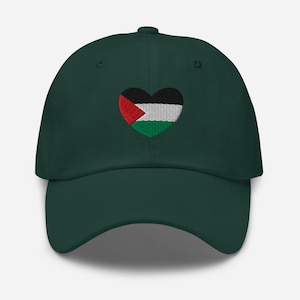Palestine Flag Heart Embroidered Hat, Palestinian Pride Dad Cap, Adjustable Cotton Baseball Cap, Palestine Support Gift, Unisex Hat
