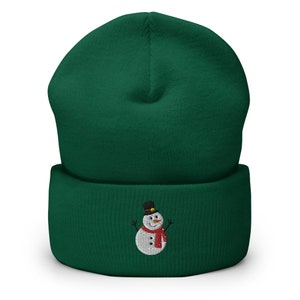Weihnachten Schneemann Gestickte Mütze, Weihnachten Manschetten Mütze Schneemann Weihnachtsmann Wintermütze Weihnachtsmützen Weihnachtsgeschenk