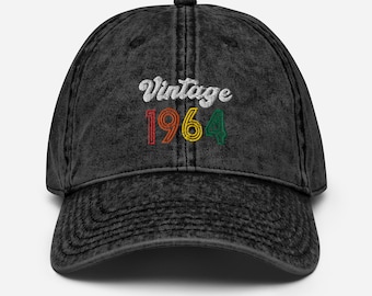 Vintage 1964 Embroidered Hat, 62nd Birthday Gift, 1964 Dad Hat, Born in 1964 Cap, Gift for Men Women