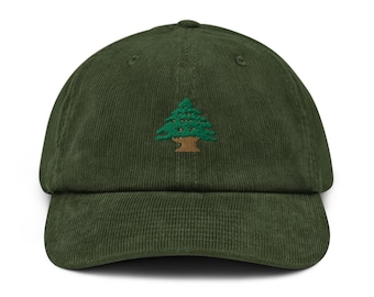 Chapeau brodé en cèdre du Liban, casquette en velours côtelé de cèdre, cadeau du Liban pour parents, chapeau unisexe confortable