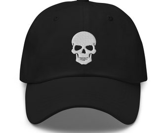 Skull Embroidered Dad Hat, Embroidered Unisex Cap Skull Cap Adjustable Dad Cap Skull Gift