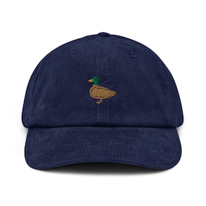 Mallard Duck Embroidered Corduroy Hat, Embroidered Dad Cap, Corduroy Hat, Mallard Duck Cap