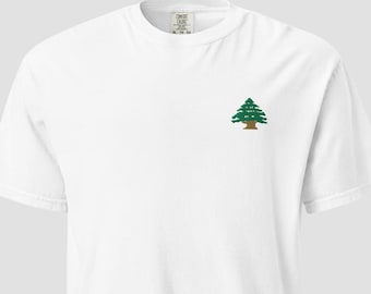 Camiseta bordada Comfort Colors® de cedro del Líbano, camiseta con árbol libanés, camiseta unisex con herencia, regalo inspirado en el Líbano