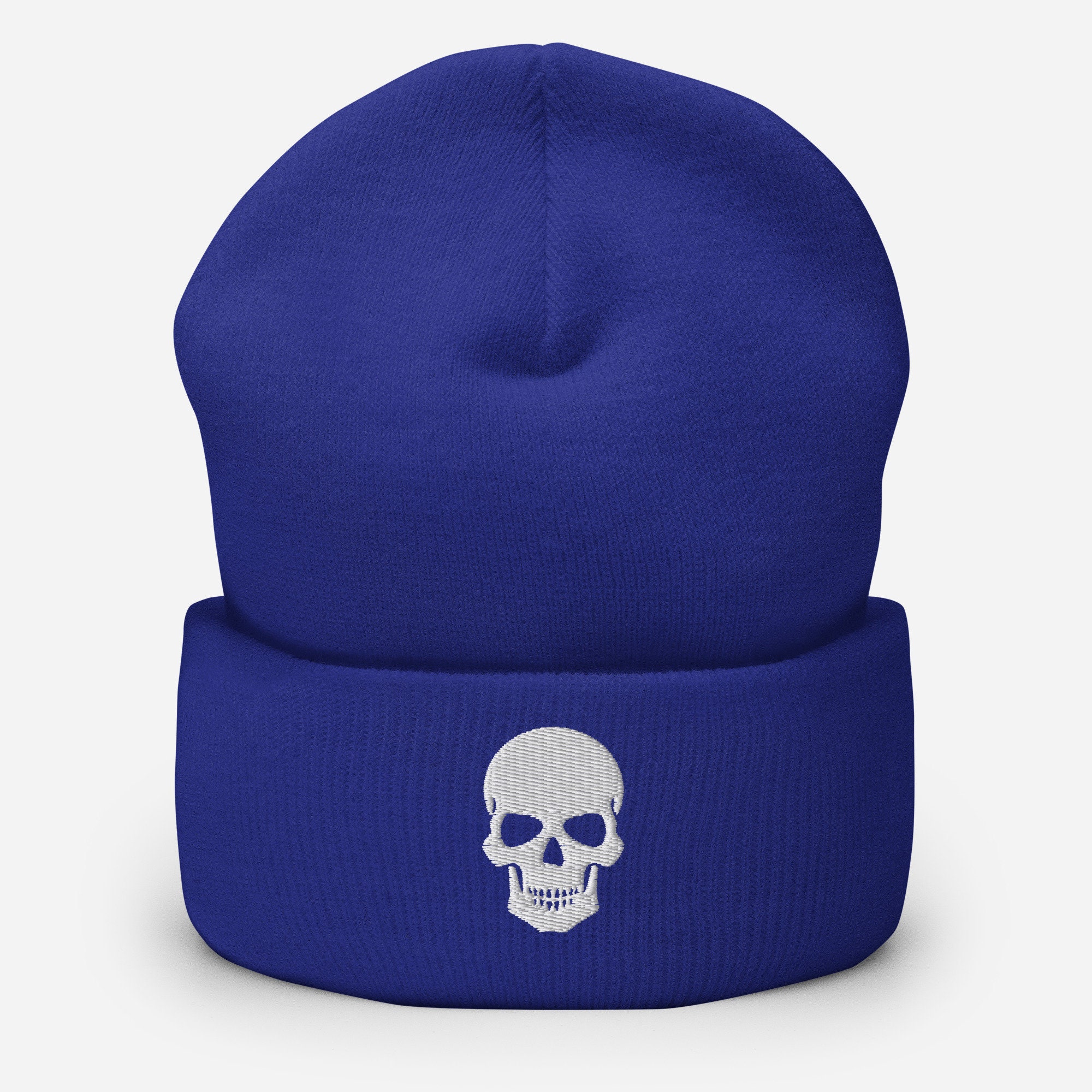 Skull Beanie Embroidered Skull Cuffed Beanie Skull Hat Skulls