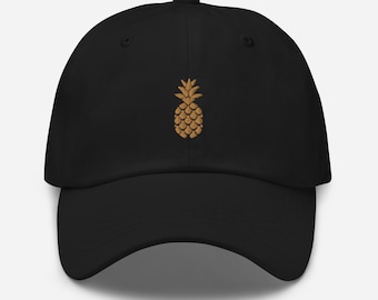 Gold Pineapple Embroidered Hat, Pineapple Dad Hat Pineapple Lovers Unisex Cap Embroidery Pine Apple Baseball Hat Gift