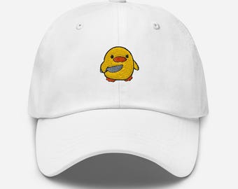 Duck Knife Embroidered Hat Cute Yellow Duck Dad Cap Funny Cut You Chick Adjustable Cotton Hat, Quirky Gift for Men Women