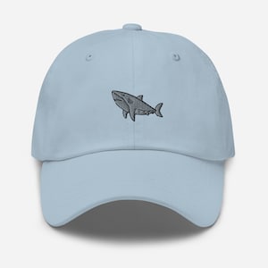 Weißer Hai Gestickter Hut, Haifisch-Dad-Hut Hai-Liebhaber Unisex Anpassungsfähiges Kappengeschenk für Meeresliebhaber