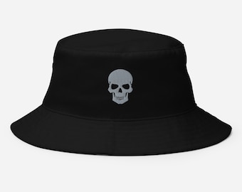 Tête de mort brodée chapeau de seau cadeau pour goth tête de mort pêcheur chapeau seau style gothique tête de mort brodée cadeau amoureux