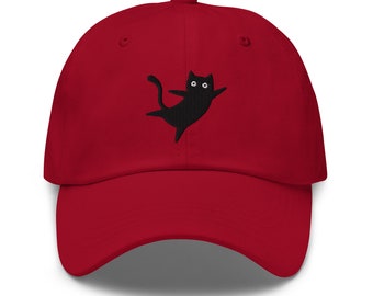 Cappello da gatto ricamato Divertente berretto da gatto nero Regalo per amante dei gatti Cappello da papà Mamma gatto