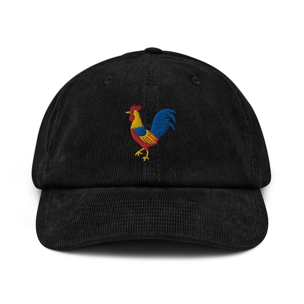 Rooster Hat, Embroidered Rooster Corduroy Hat For Bird Lover Gift Cap