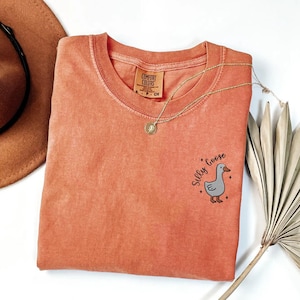 Silly Goose Embroidered T-Shirt, Funny Goose Comfort Colors® Shirt, Meme Tee, Unisex Heavyweight Cotton Gift, Silly Animal Shirt