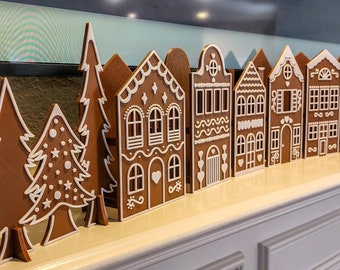 Juego de luminarias de pueblo de jengibre impreso en 3D: ¡ilumina tu temporada navideña con nuestro encantador pueblo!