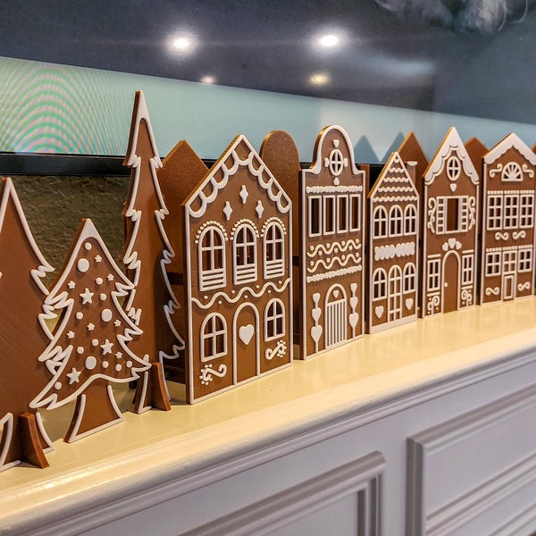 3D Printed Gingerbread Village Luminary Set - Small Set : Christmas Holiday Decor