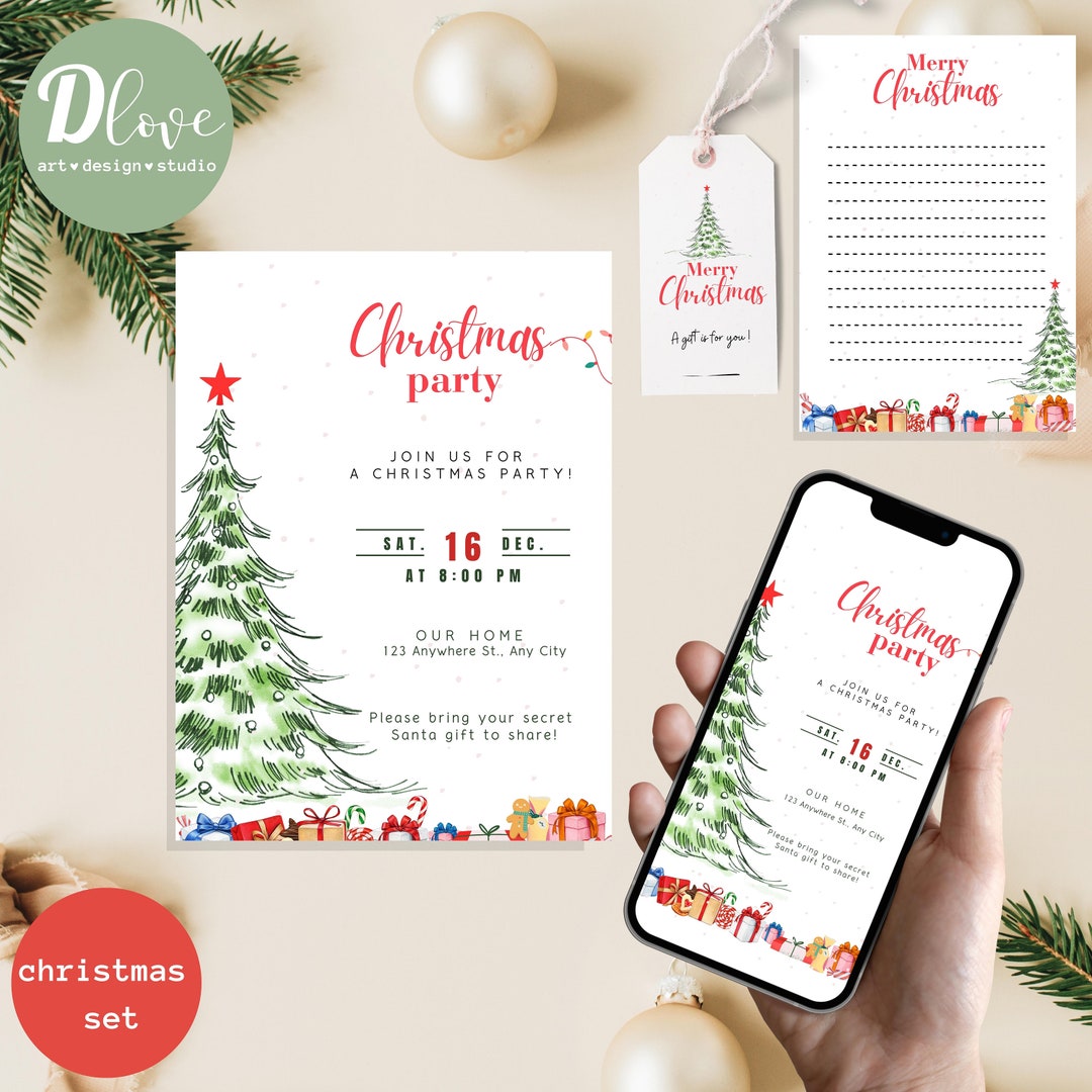 Personalized Christmas Party Invitation Set Kids Christmas - Etsy