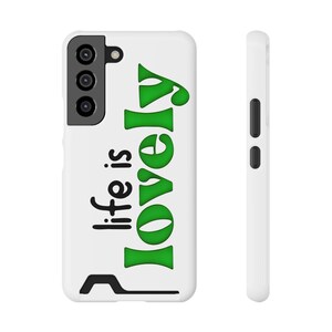 Life is Lovely カードホルダー付き携帯電話ケース、カラフルな携帯電話カバー、彼女へのかわいいギフト、日常使いのアクセサリー、インスピレーションあふれるモバイルケース