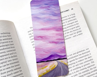 Verträumtes Berg Lesezeichen: Acrylmalerei, Serene Landschaft, Buchliebhaber, Natur Kunst, Lese Accessoires