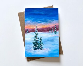 Mini tarjeta de felicitación A7 con sobre - Paisaje nevado