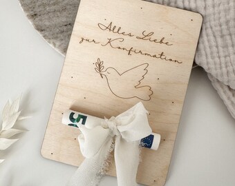 Geldgeschenk zur Konfirmation | Konfirmation Geschenk | Geldgeschenk Karte aus Holz | Konfirmation Geldgeschenk Verpackung