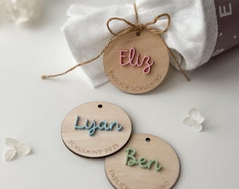 Personalized name tag for the school cone | Personalized school cone tag | First day of school | Candy cone | Wooden tag with name