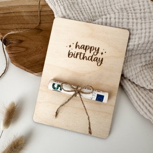 Geldgeschenk zum Geburtstag | Geldgeschenk | Holzkarte Geld verschenken | Geldgeschenk aus Holz