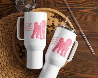 Cavapoo Travel Mug With Handle, Cute Dog Mom Tumbler, Cavoodle Coffee Cup, Insulated Tumbler With Handle, Cavapoo Owner Gift, Dog Lover Mug
