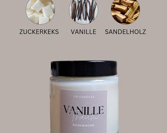 VANILLE TRAUM Duftkerze aus Sojawachs | 90 Gramm - süßer und zarter Raumduft | minimalistische Duftkerze im Glas | Geschenk | JR candles