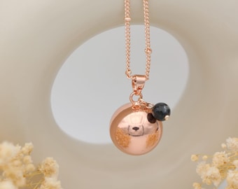 Personalized Rose Gold Maternity Pregnancy Bola - Jewelry with Natural Pearl, Unique Gift for Future Mom, Soothing for Baby