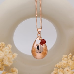 Customizable Water Drop Pregnancy Bola – Choice of Finishes, with Charm and Lithotherapy Bead, Ideal for Pregnancy Announcement