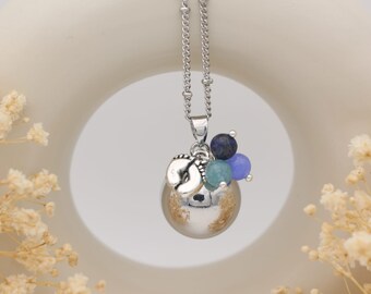 Customizable pregnancy bola - three selected lithotherapy beads & charm - symbolic gift for future mother - Harmony ball