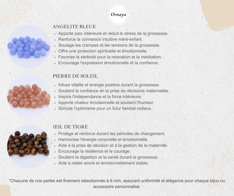 Options de Perles Naturelles Colorées pour Bola Maternel