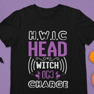 HWIC Head Witch In Charge Shirt, lustiges Hexen-Halloween-T-Shirt, gruselige Saison-Grafik-Top, Hexenkostüm-Party-Shirt für Frauen