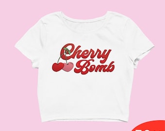 Cherry Bomb Crop Top Trendy Y2k Crop Top Y2k Clothing Y2k Baby Tee Y2k Clothes Funny Baby Tee 2000s Clothing Y2k Fashion Y2k Slogan Tee