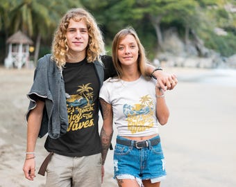 Lifes a Beach Enjoy the Waves Shirt, Vintage Summer Surf Tee for Ocean Lovers, Palm Tree Coastal Graphic T-Shirt, Retro Beach Vibes Apparel