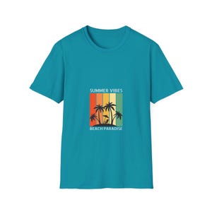 Summer Vibes Beach Paradise Shirt, Retro Sunset Palm Tree Tee, Tropical Vintage Vacation Graphic T-Shirt