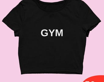 Black GYM Crop Top – Y2K Fitness Shirt for Women – Short Sleeve Workout Tee – Trendy Junior Activewear - Trendy Crop Top for Women