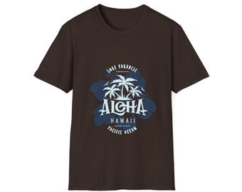Aloha Hawaii Surf Shirt, Pazifik Palme T-Shirt, Retro Insel Vibes Grafik, Tropisches Abenteuer T-Shirt, Unisex Bademode