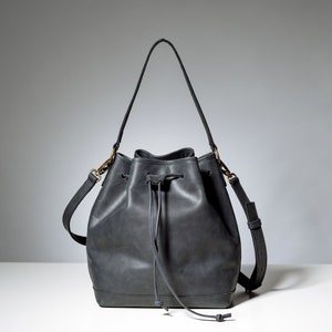 Black leather  bucket bag.