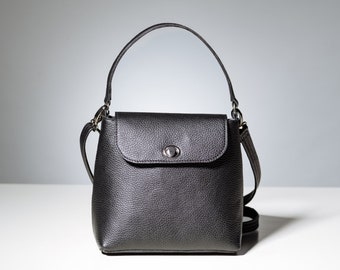 Black Crossbody Leather Bag, Genuine Leather Bag, Messenger Bag for Women, Everyday Crossbody Bag, Leather Handbag, Limited Edition Bag