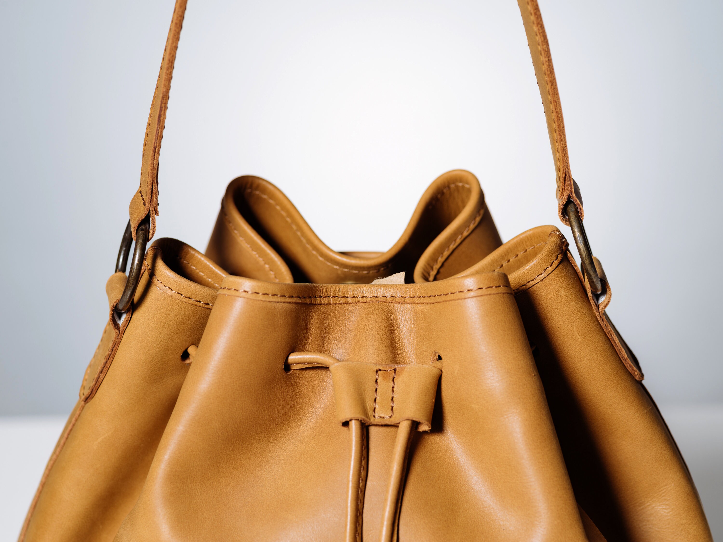 Leather bucket bag