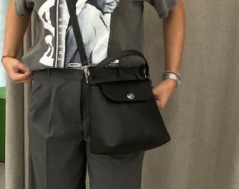 Black Leather Bag, Adjustable Strap, Medium Size Bag, Genuine Leather Crossbody Bag