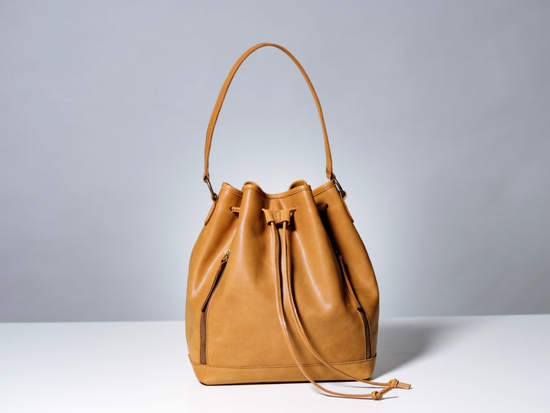 Black Bucket Bag, Bucket Bag Women, Shoulder Bag, Drawstring Bag, Custom Bag for Women, Gifts image 9