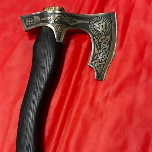 Viking Axe, Nordic Hand-Forged Carbon Steel Viking Axe Engraved Wood Handle, Ideal Gift, Birthday & Anniversary Present, Christmas Gift
